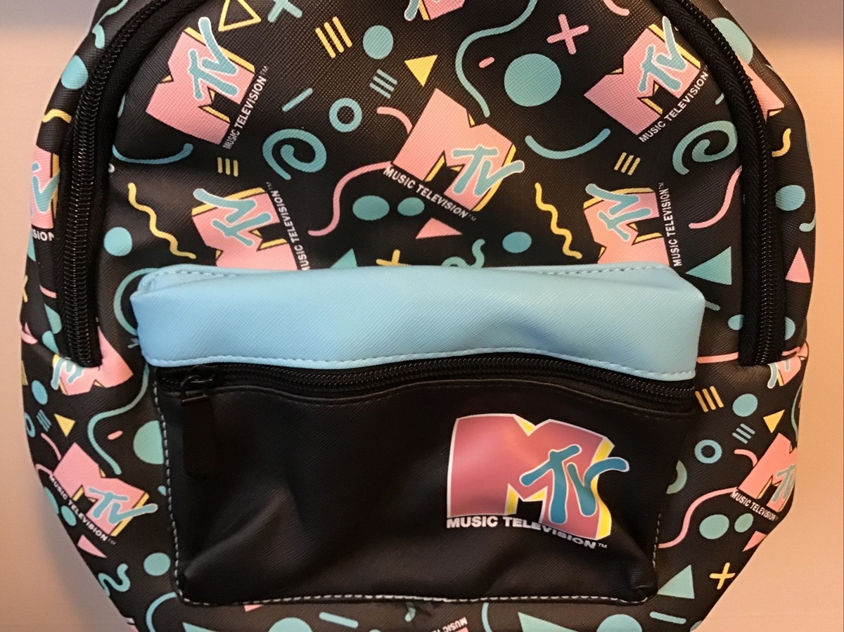 Mini Backpack Zippered Daypack Retro MTV Logo Print Polyurethane Leather Casual MTV Faux Leather Backpacks for Women | Mercari main image 3