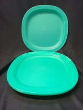 Set Of 4 Tupperware Luncheon Plates Aqua Teal New