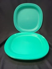 Set Of 4 Tupperware Luncheon Plates Aqua Teal New