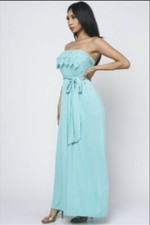 Mint Green Strapless Maxi Dress Size Medium Lace Accent Summer Travel 