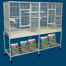64" X-LARGE Double Flight Breeding Canaries Cockatiels LoveBirds Rolling Cage