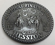 Hesston 1989 National Finals Rodeo Belt Buckle NFR Steer Wrestling Fred Fellows