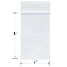SKmax 2mil Reclosable Small Clear Zip Top Lock Bags for Jewelry or Storage 2x3"