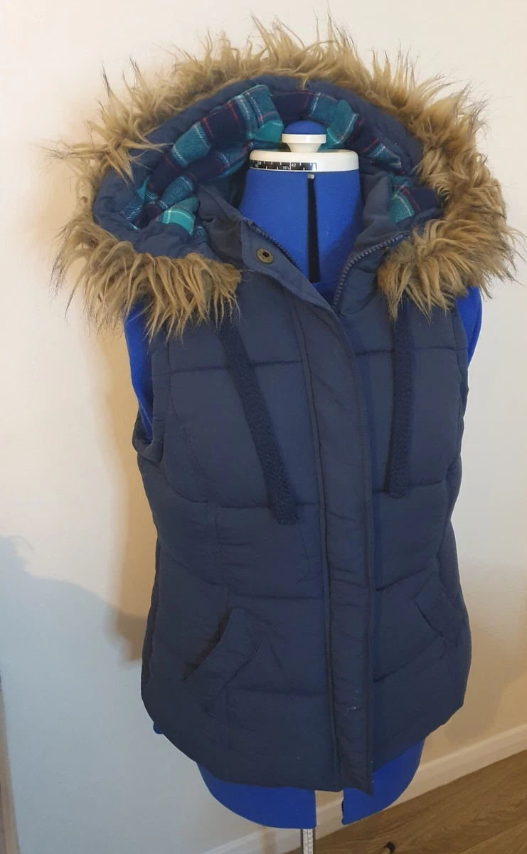 George Asda Body Warmer Gilet Size 12 Padded Faux Fur Hood eBay