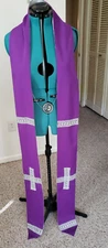 OFFICIANT PASTOR CLERGY STOLE HAND CRAFTED PURPLE & SILVER