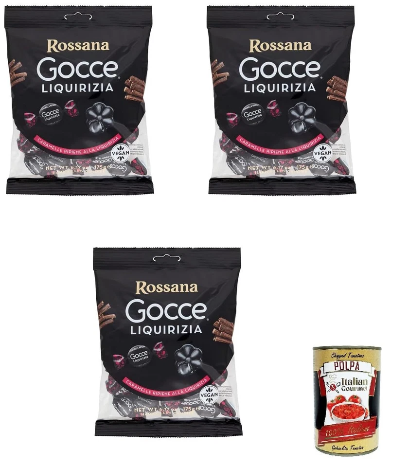 ITALIAN GOURMET E.R. Rossana Gocce Liquirizia Glutenfrei, Vegan, 175 G+Italian Gourmet Polpa 400g