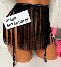 VICTORIAS SECRET XS/S M/L CRYSTAL FRINGE EMBELLISHMENTS RHINESTONES GARTER BELT