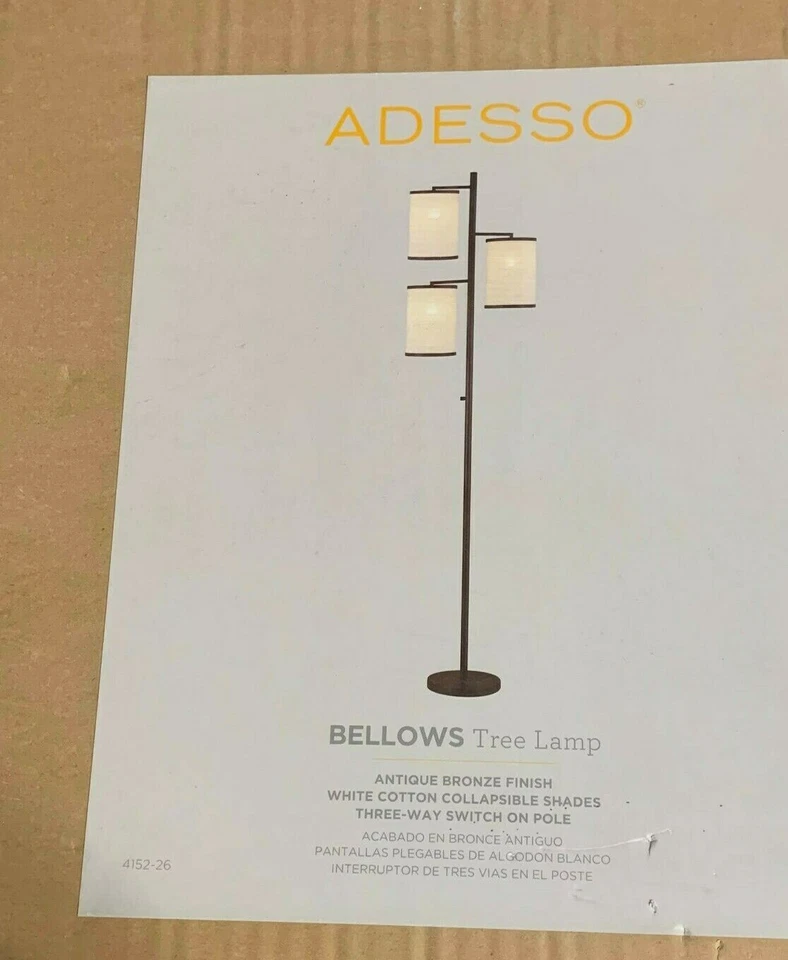 Lámpara antigua LED de bronce 3x60 con 3x13 W - árbol de fuelle de tres vías (paquete de 1) Foto 3 de 3