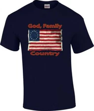 Patriotic 13 Star Flag Christian God Family Country T-Shirt