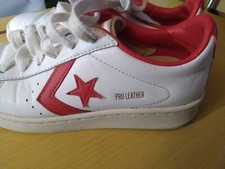 CONVERSE PRO LEATHER white and red trainers UK 4.5