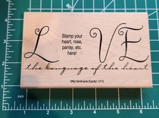 LARGE MSE Rubber Stamp - LOVE - ADD FLOWER CARD SIZE Script Euc Valentines- B14