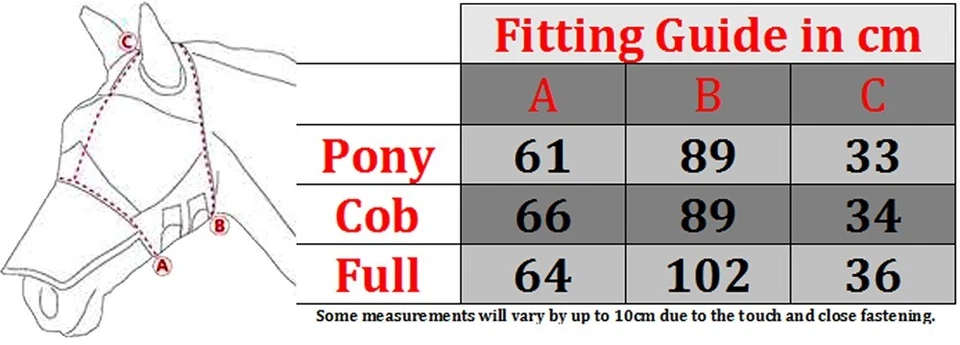 LTG Horse Cob Pony Fly Mask Net Veil Hood Full Face Cartoon Ears Nose Protection - Image 3 of 4