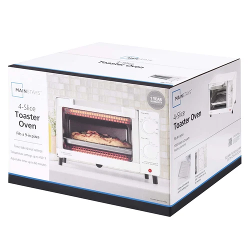 4 Slice Toaster Oven with 3 Settings, includes baking rack and pan, New Upgrade