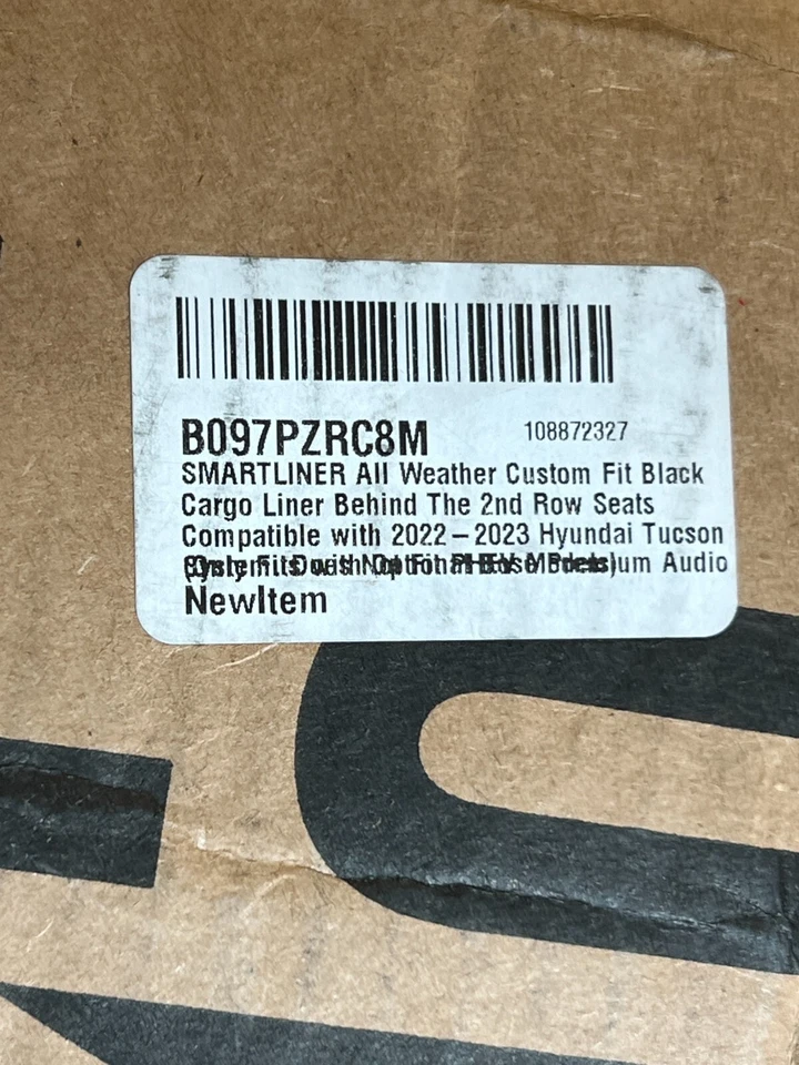 SMARTLINER 黑色货物衬里第二排座椅适用于 22-23 现代图森 — 第 2/4 张图片