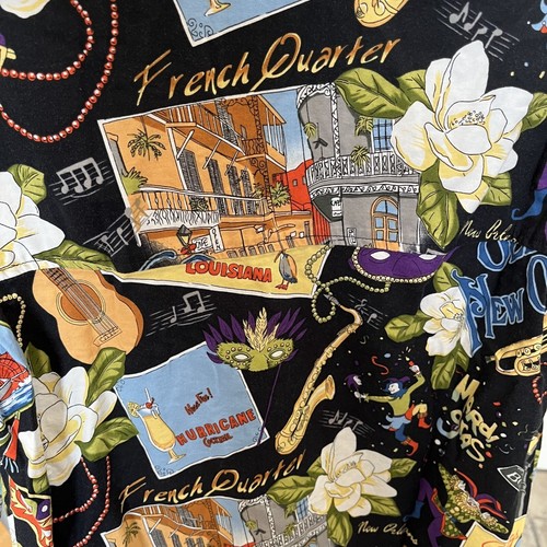 David Carey Originals Shirt Mens Medium Black New Orleans Mardi Gras Button-Up - Picture 3 of 8