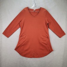 Click Womens Dress Size S Orange Knit V Neck Round Hem Flowy Modern Sweater