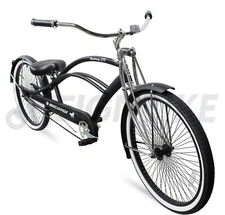 26" Cruiser Bike Stainless Steel Spokes Coaster Brake Chopper Bicycle Black