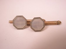 SINGLES 2 5/16" White Octagon MOP Vintage SWANK Formal Tux Prom Shirt Stud h63