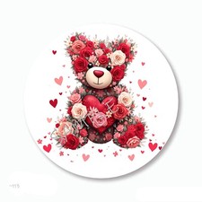 Roses Teddy Bear Valentine's Day Favors Scrapbook Stickers Envelope Seals Labels