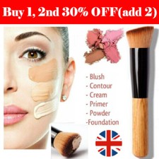 Makeup Brush Tool Flat Angled Wooden Liquid Foundation Powder Contour Bronzer UK
