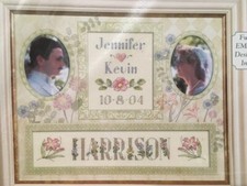 Dimensions Frame A Name 6949 cross stitch kit WEDDING RECORD family photo 10x8