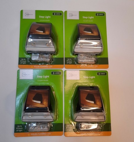 Solar Powered Led Step Lights Lot of 4, Includes Ni-MH Battery 8 hours of Light