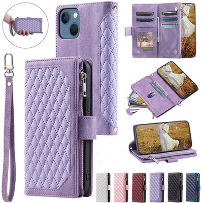 Für iPhone 16 15 14 Pro Max 13 12 11 X Plus Flip Leder Wallet Cover Case Band
