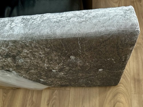 Silver Crushed Velvet Bed Stool Bench Button Dining Hallway Seat Chrome Leg L130 - Picture 13 of 14