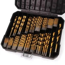 230Pcs HSS Drill Bit Set Jobber Twist Flute Titanium Coated Drill Metal Steel