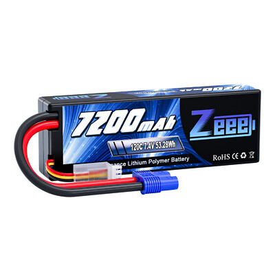 Zeee 2S 7.4V 7200mAh Lipo Akku 120C EC3 stecker HardCase für RC Auto Flugzeug