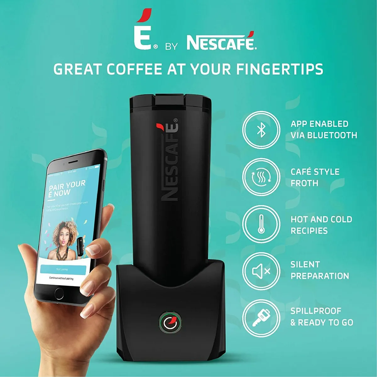 NESCAFÉ É Smart Coffee Maker/Machine & Travel Mug,Colour-Black, Capacity  210 ML