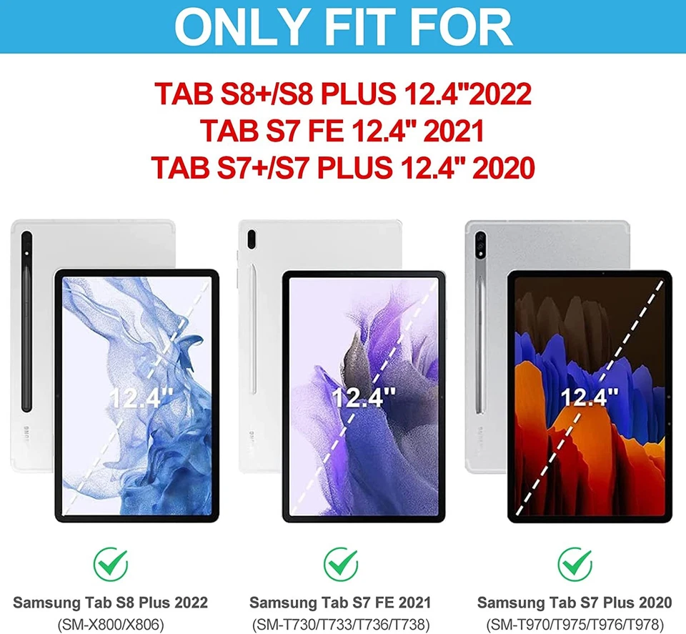 Detachable ABS Keyboard+Case Cover for Samsung Galaxy Tab S7FE 12.4" SM-T730/736 - Image 2 of 4