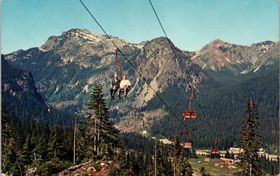 Postcard Snoqualmie Pass, WA Washington Chair Lift Mountain Over Cascade Range