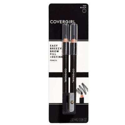 2 Pack CoverGirl Easy Breezy Brow Fill + Define Water Resistant Pencil, Black...