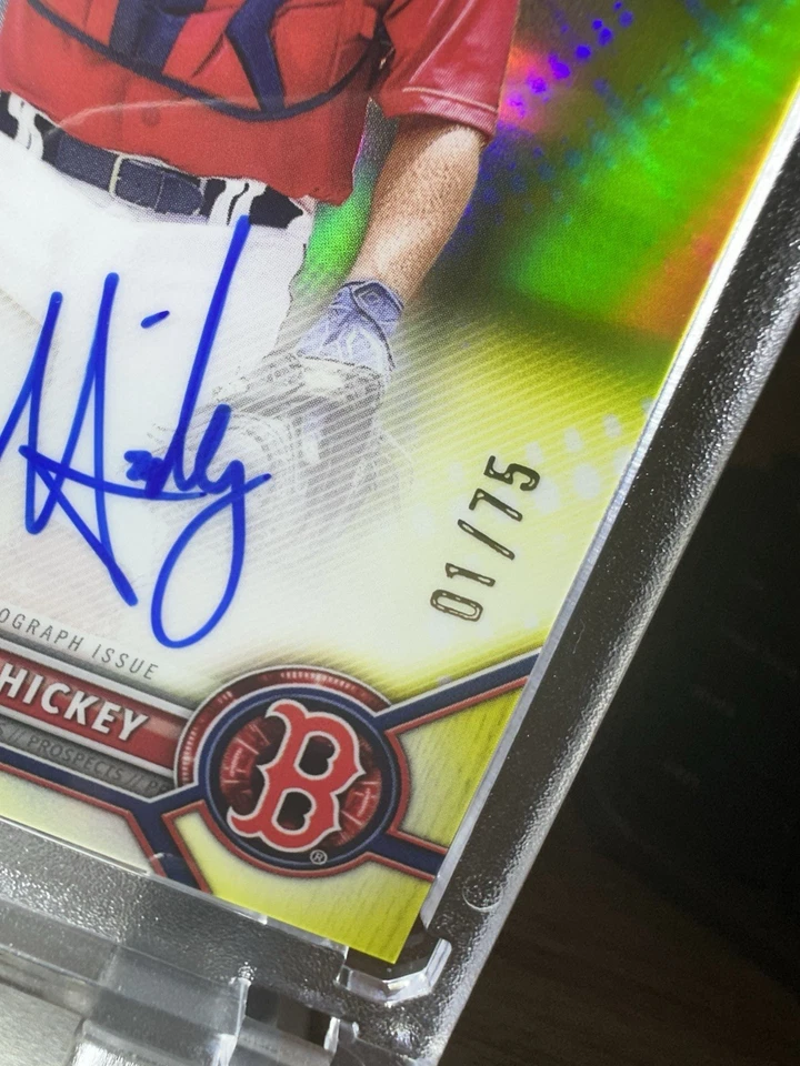 2022 Bowman Chrome -  Nathan Hickey #CPA-NH Yellow Refractor 01/75!!  - Image 2 of 3