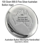 Silver 999.5 Ingot Round 100 Gram Australian Certified Grade Bullion Handcrafted