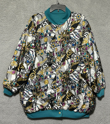 Vintage Be In The Current Seen Reversible Jacket Gold Chains Graphics One Size