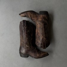 Vintage Frye Distressed Cowboy Cowgirl Western Riding Boots Brown Equestrian