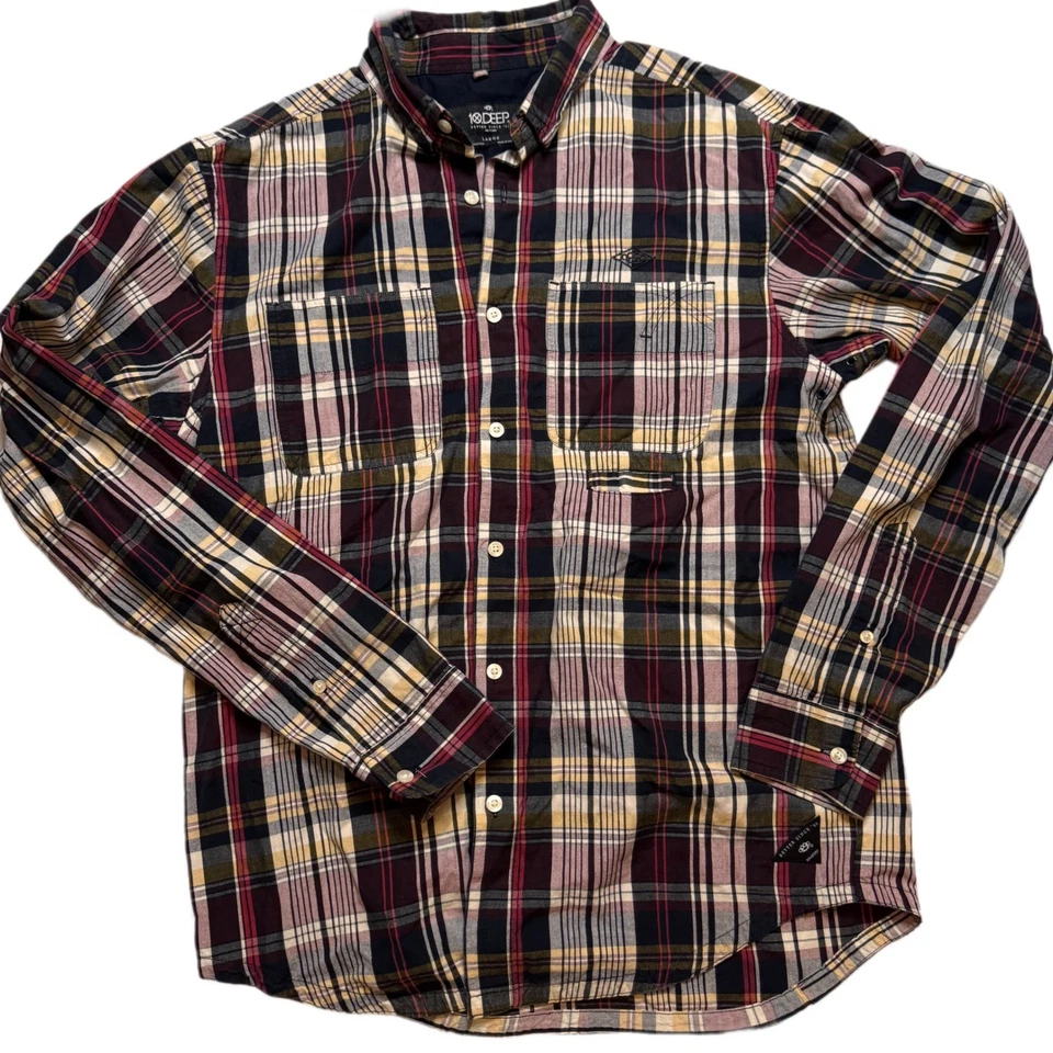 10 Deep Y2K Mens Flannel Plaid Button Down Long Sleeve Shirt Sz Large Skate - Image 2 of 4