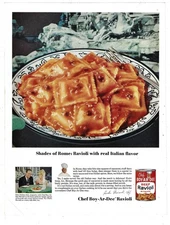 Chef Boy Ar Dee Ravioli Ad Vintage 1960s Mid Century Kitchen Wall Art Decor 1964