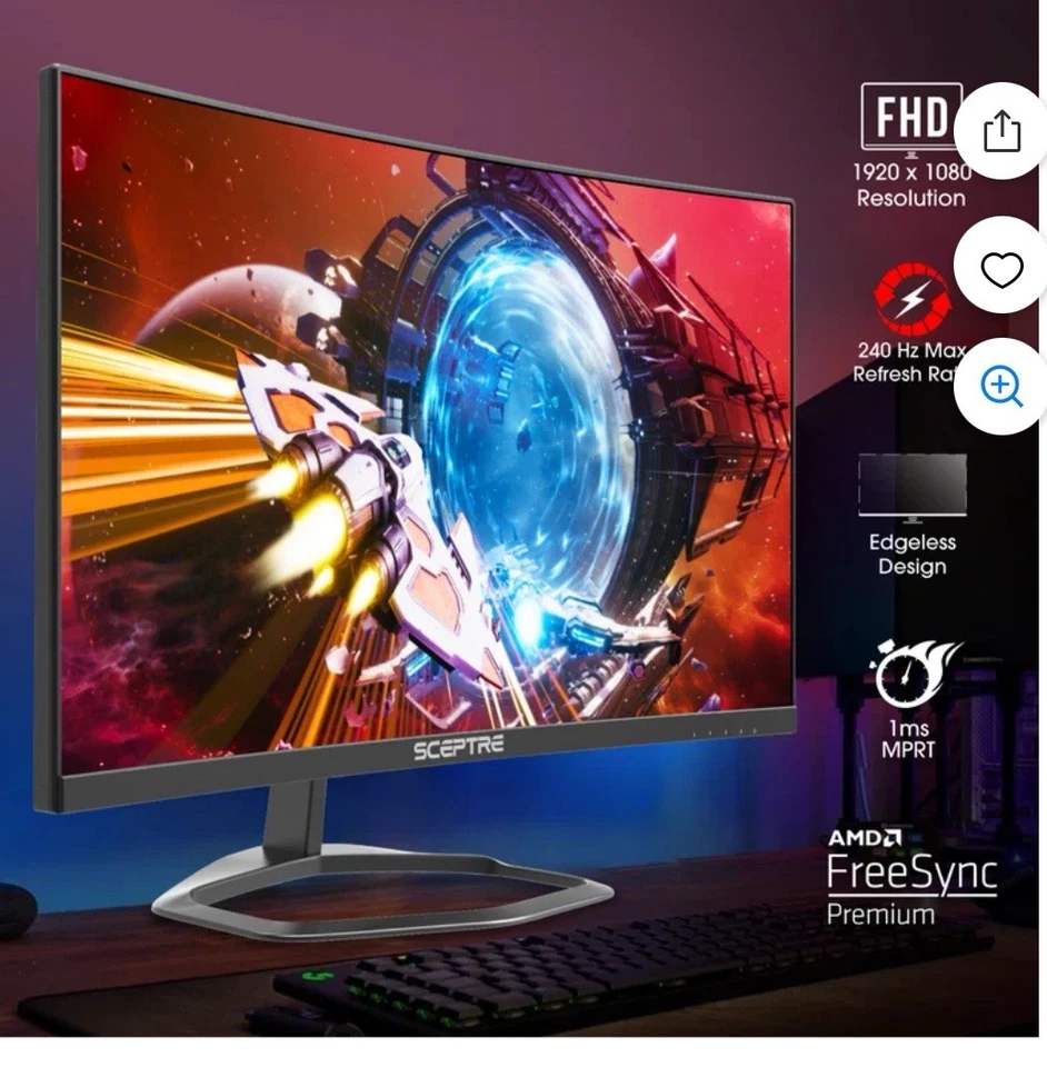 Sceptre Curved 24.5-Inch Gaming Monitor up to 240Hz 1080P R1500 1Ms Displayport - Image 3 of 4