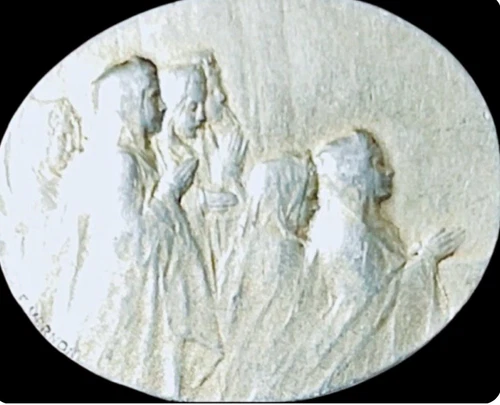 Antique Frédéric Vernon Cloister of Nuns Oval Sterling Silver Brooch