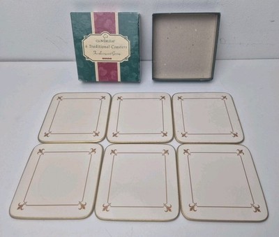 Untersetzer Kleeblatt 6 traditionelle Untersetzer Vintage Creme Gold Design 