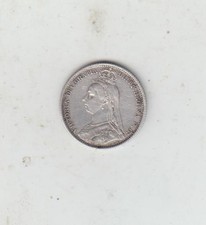 Nice 1887 Victoria Jubilee Head Silver (.925) Sixpence, VF+