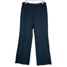 Ann Taylor Womens Pants Black Straight Leg Pleated Workwear Stretch 8