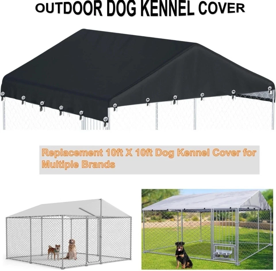 Cubierta de perrera para perros al aire libre 10'W x 10'L - negra (sin marco) Foto 2 de 4