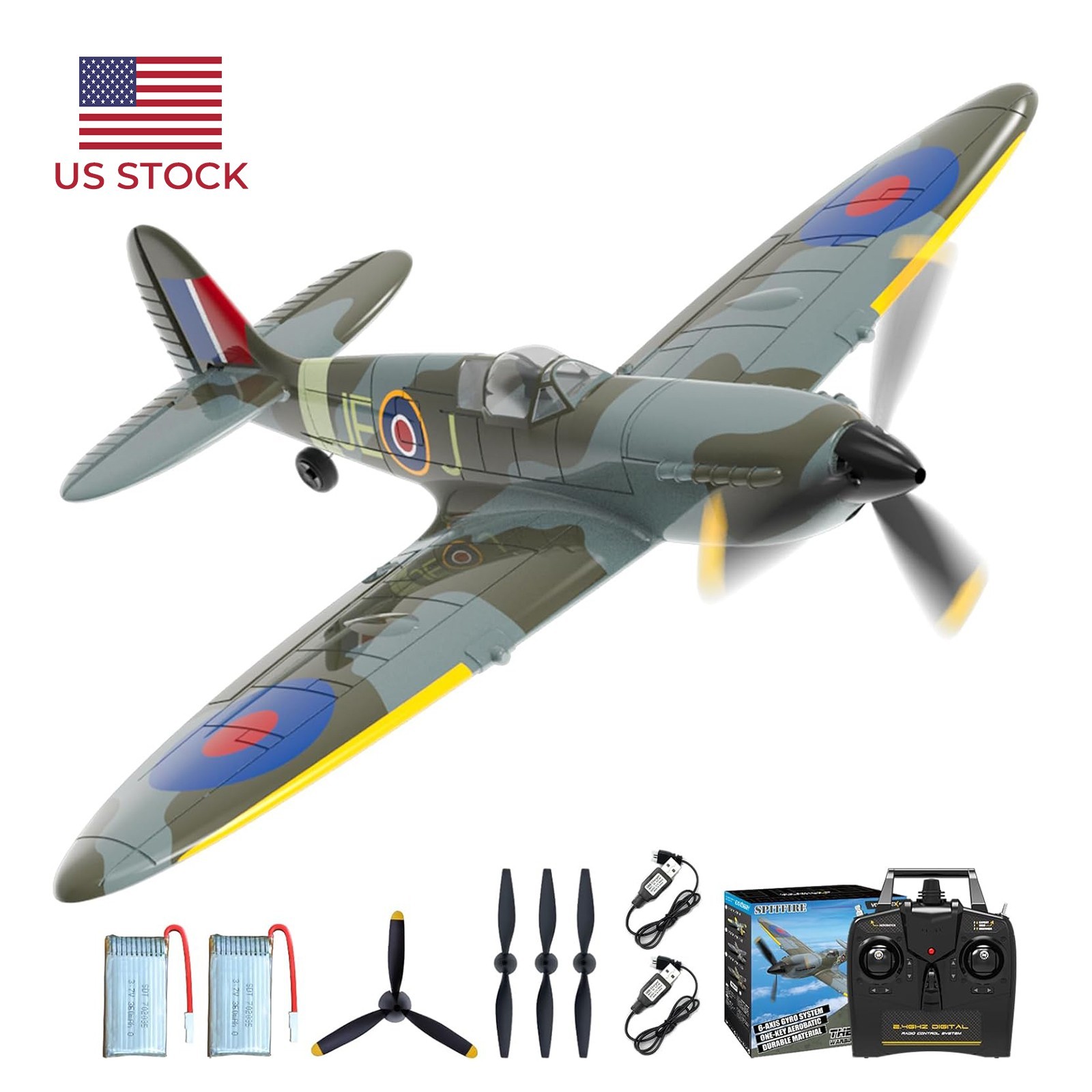 VOLANTEXRC 4-CH RC Plane, Spitfire V2 Remote Control Airplane for Adult Beginner