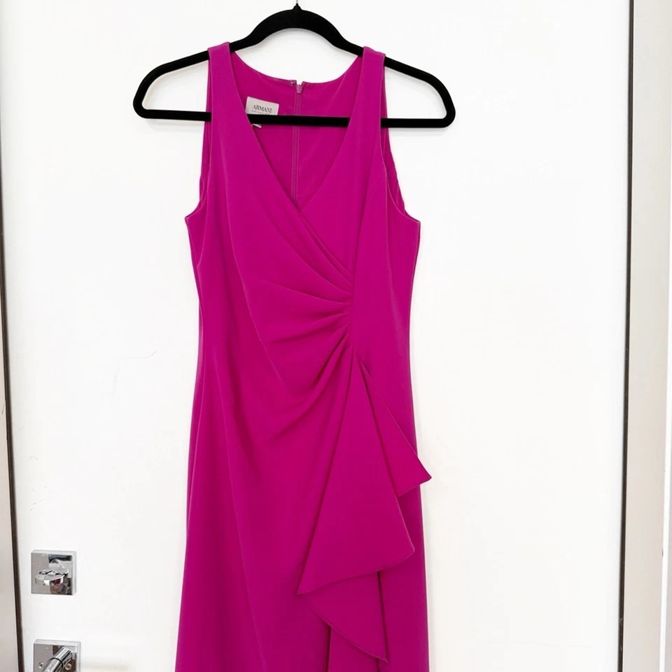 Maxi Vestido de Noche Rosa Armani Colezzioni Talla 4 Foto 4 de 4