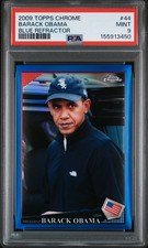 /199 Barack Obama 2009 Topps Chrome Baseball Blue Refractor Card PSA 9 Pop 4 SP