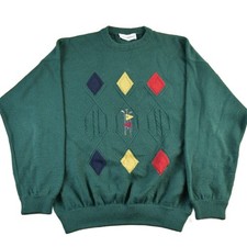 Vintage 1990s Golf Knit Argyle Pattern Crewneck Sweater Men's XL